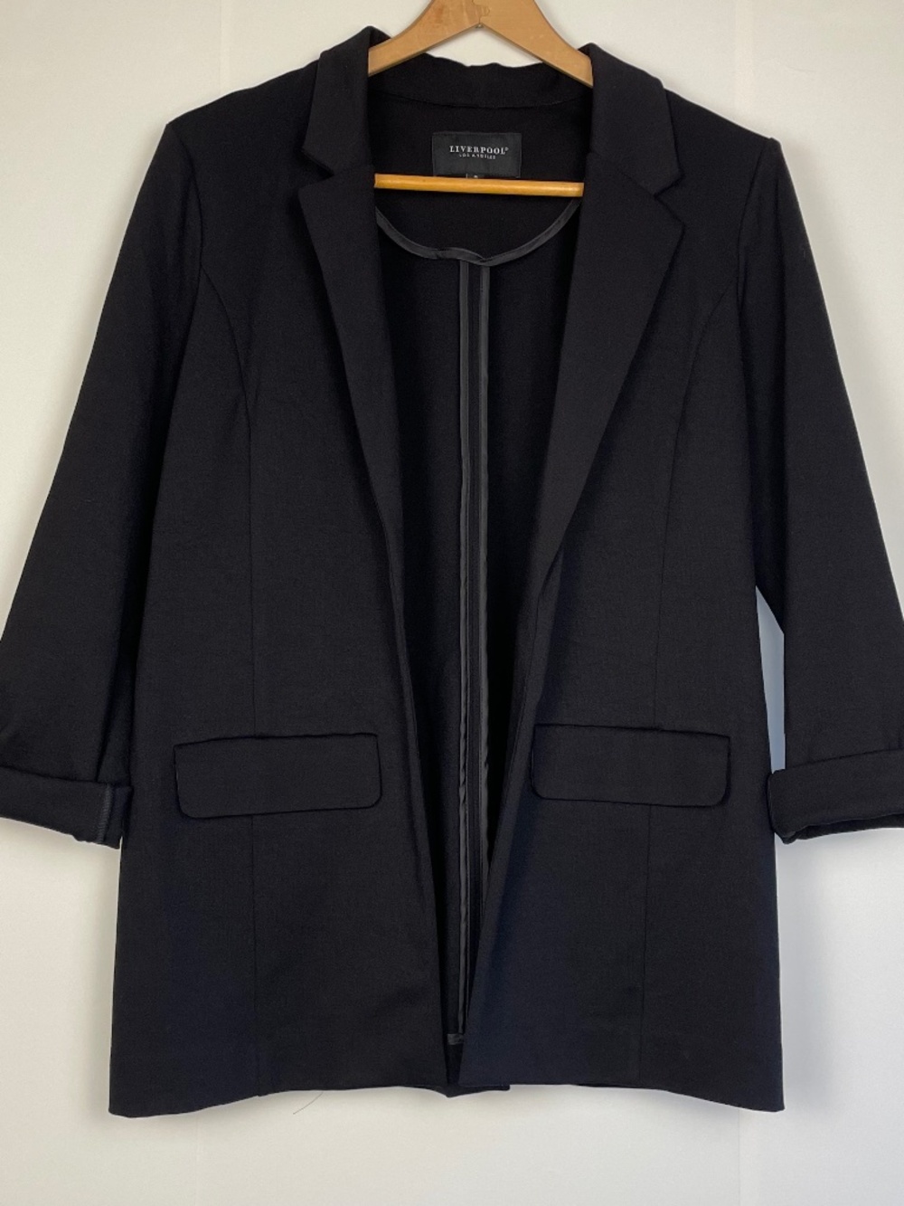 LIVERPOOL LOS ANGELES Boyfriend Blazer Open Front Black Capsule Classic- Medium